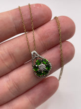 Load image into Gallery viewer, 9ct gold diopside and diamond necklace
