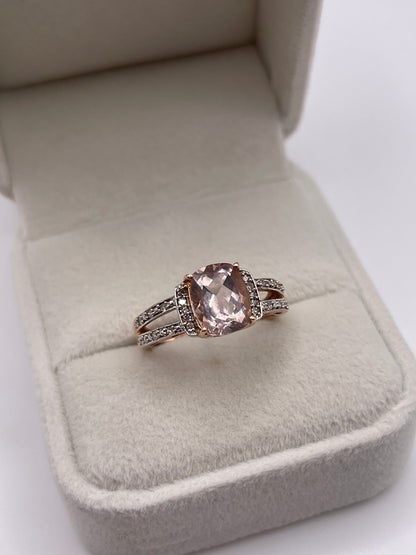 9ct rose gold morganite and diamond ring