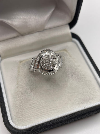 9ct white gold diamond cluster ring