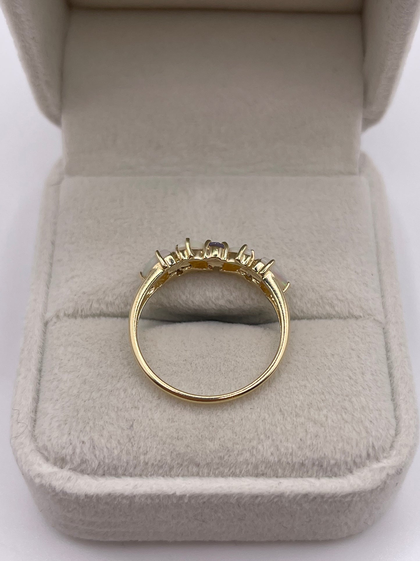 9ct gold opal and tanzanite ring