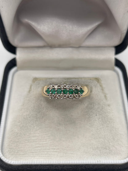 9ct gold emerald and diamond ring