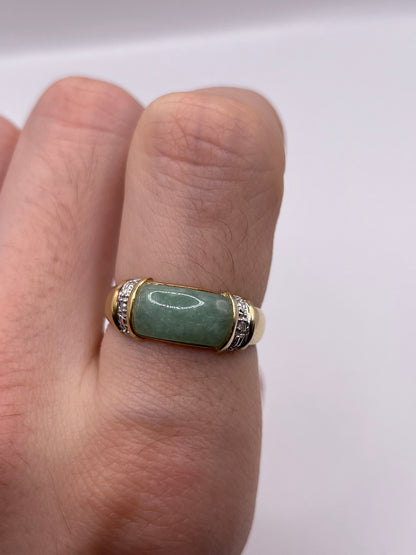 9ct gold jade and diamond ring