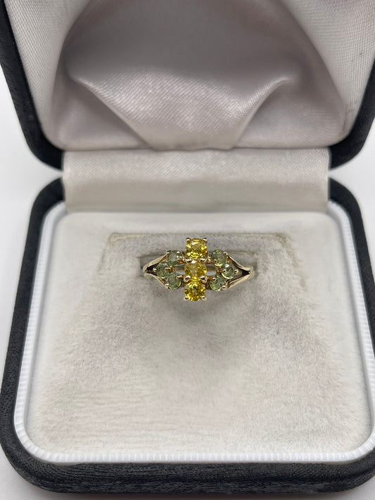 9ct gold sapphire cluster ring