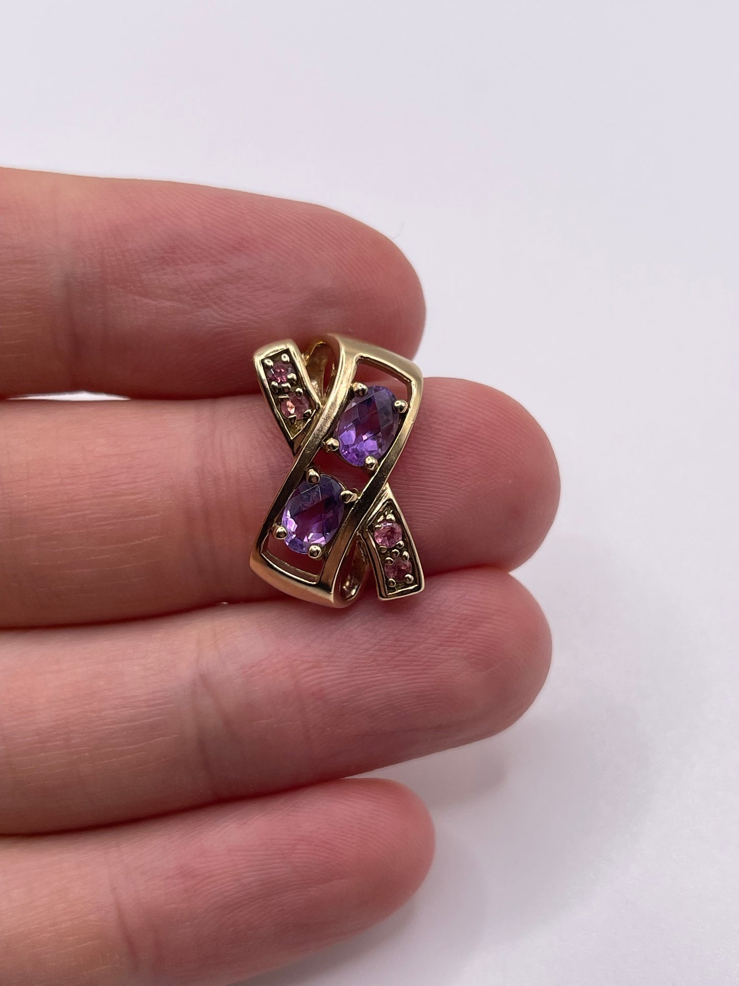 9ct gold amethyst and tourmaline pendant