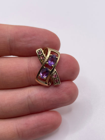 9ct gold amethyst and tourmaline pendant