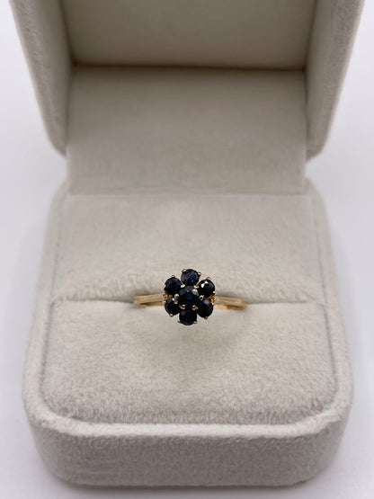 9ct gold sapphire cluster ring