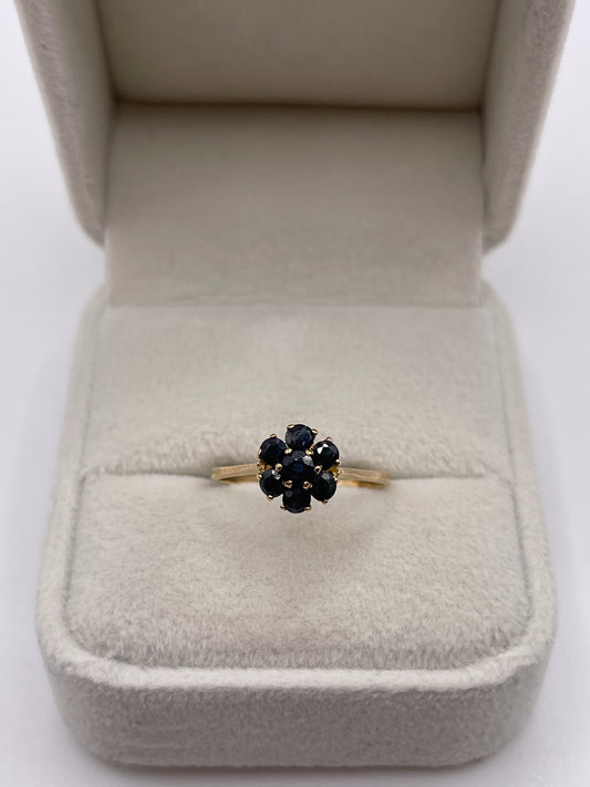 9ct gold sapphire cluster ring