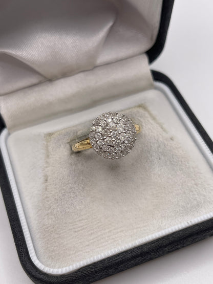 9ct gold 1ct diamond cluster ring