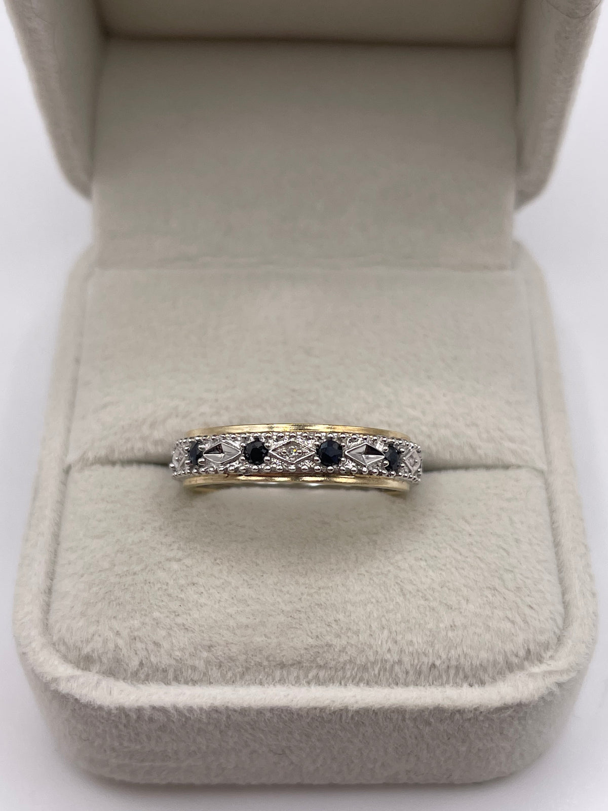 9ct gold sapphire and diamond eternity ring