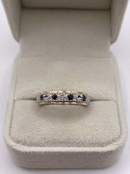 9ct gold sapphire and diamond eternity ring