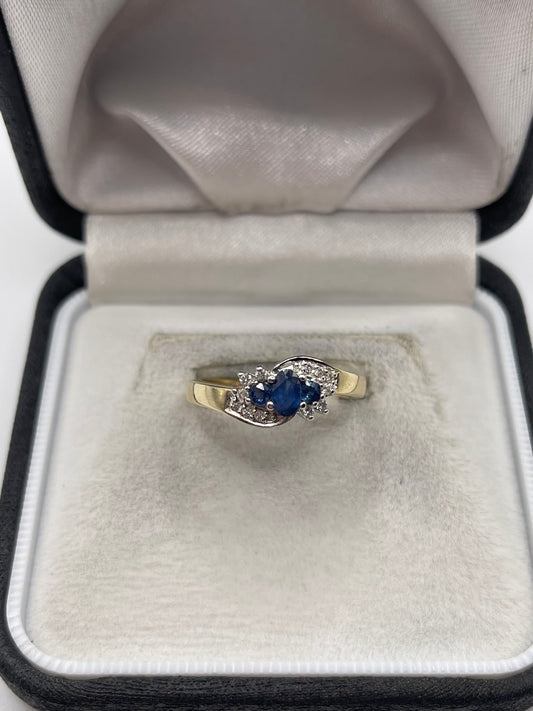 9ct gold sapphire and diamond ring