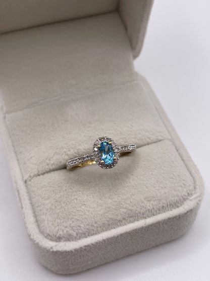 9ct gold topaz and diamond ring