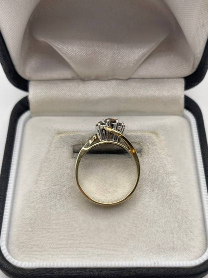 9ct gold cognac diamond cluster ring
