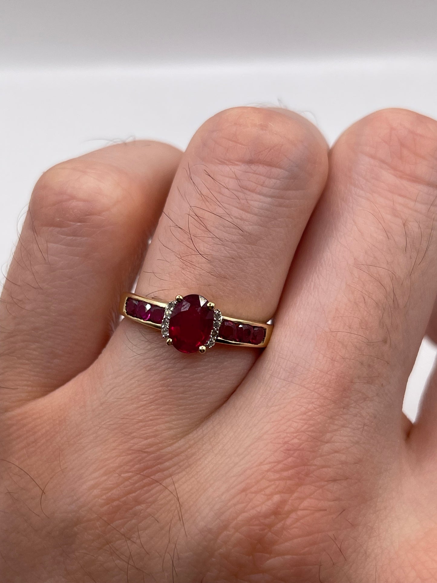 9ct gold ruby and diamond ring