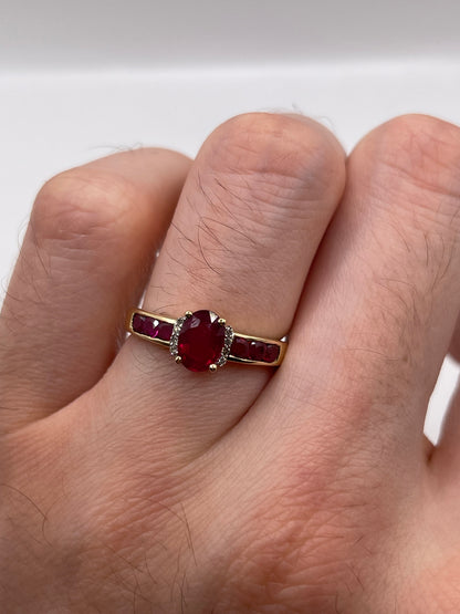 9ct gold ruby and diamond ring