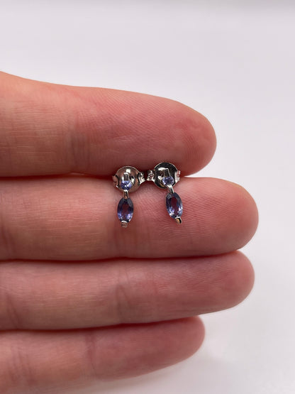 9ct white gold tanzanite earrings