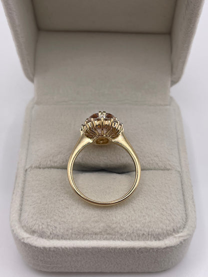 9ct gold morganite and zircon ring