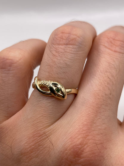 9ct gold emerald snake ring
