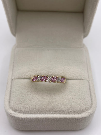 9ct gold pink sapphire and diamond ring
