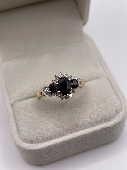 9ct gold sapphire and diamond ring
