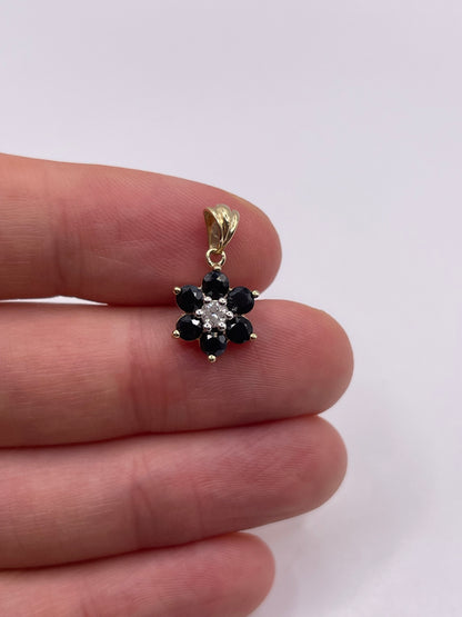 9ct gold sapphire and diamond pendant