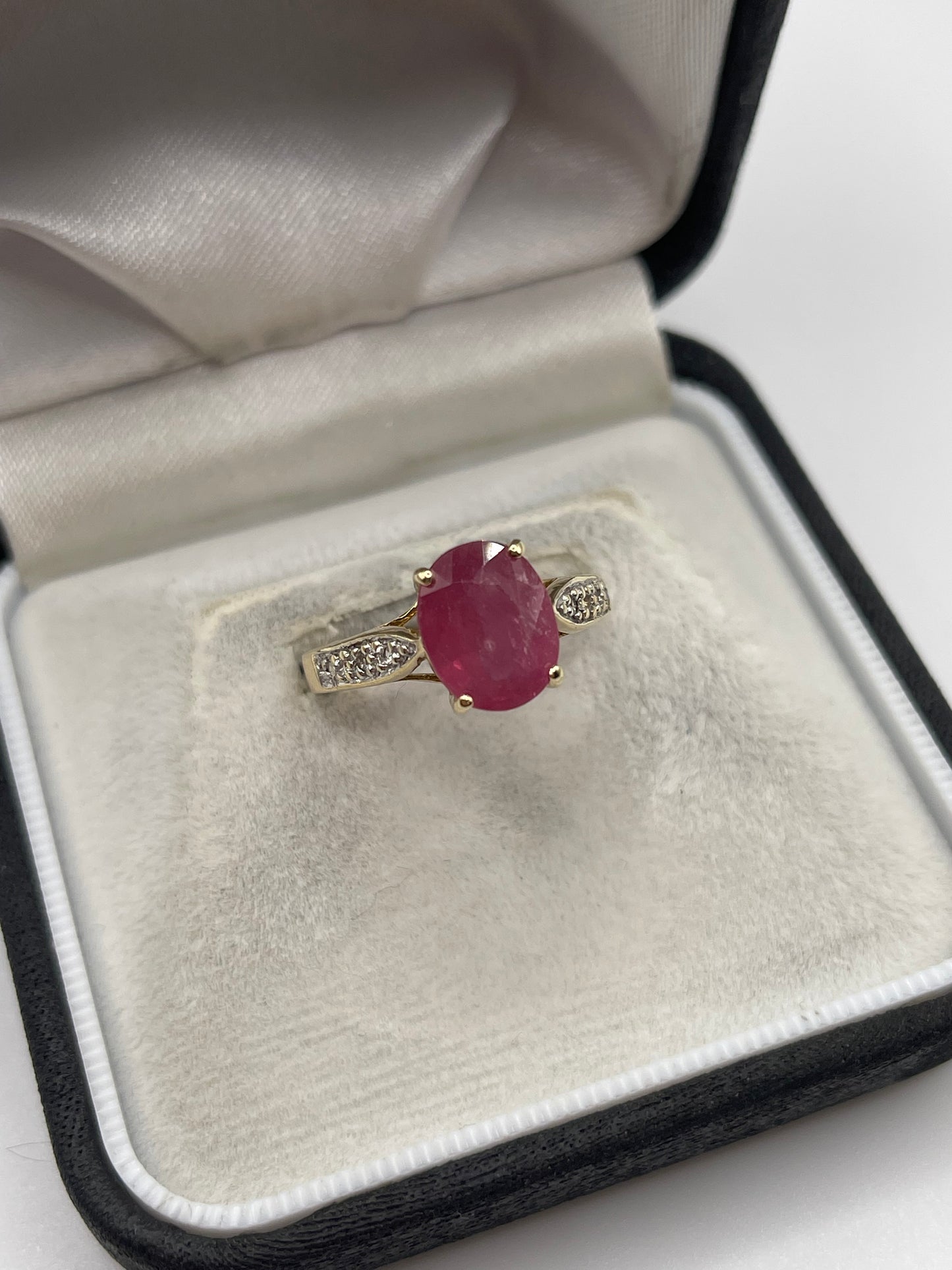 9ct gold ruby and diamond ring