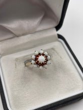 Load image into Gallery viewer, 9ct gold opal and garnet ring
