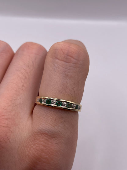 9ct gold emerald and diamond ring