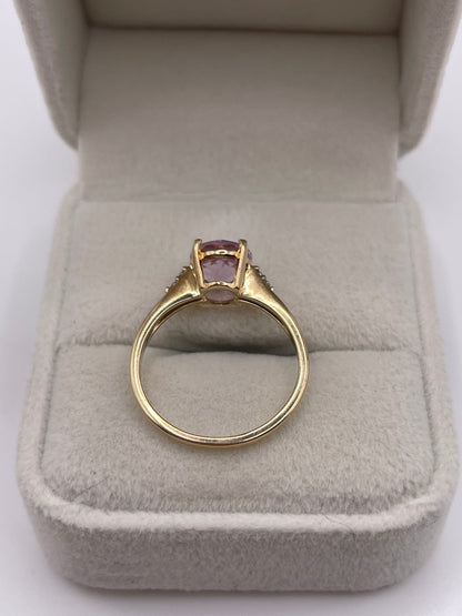 9ct gold kunzite and zircon ring