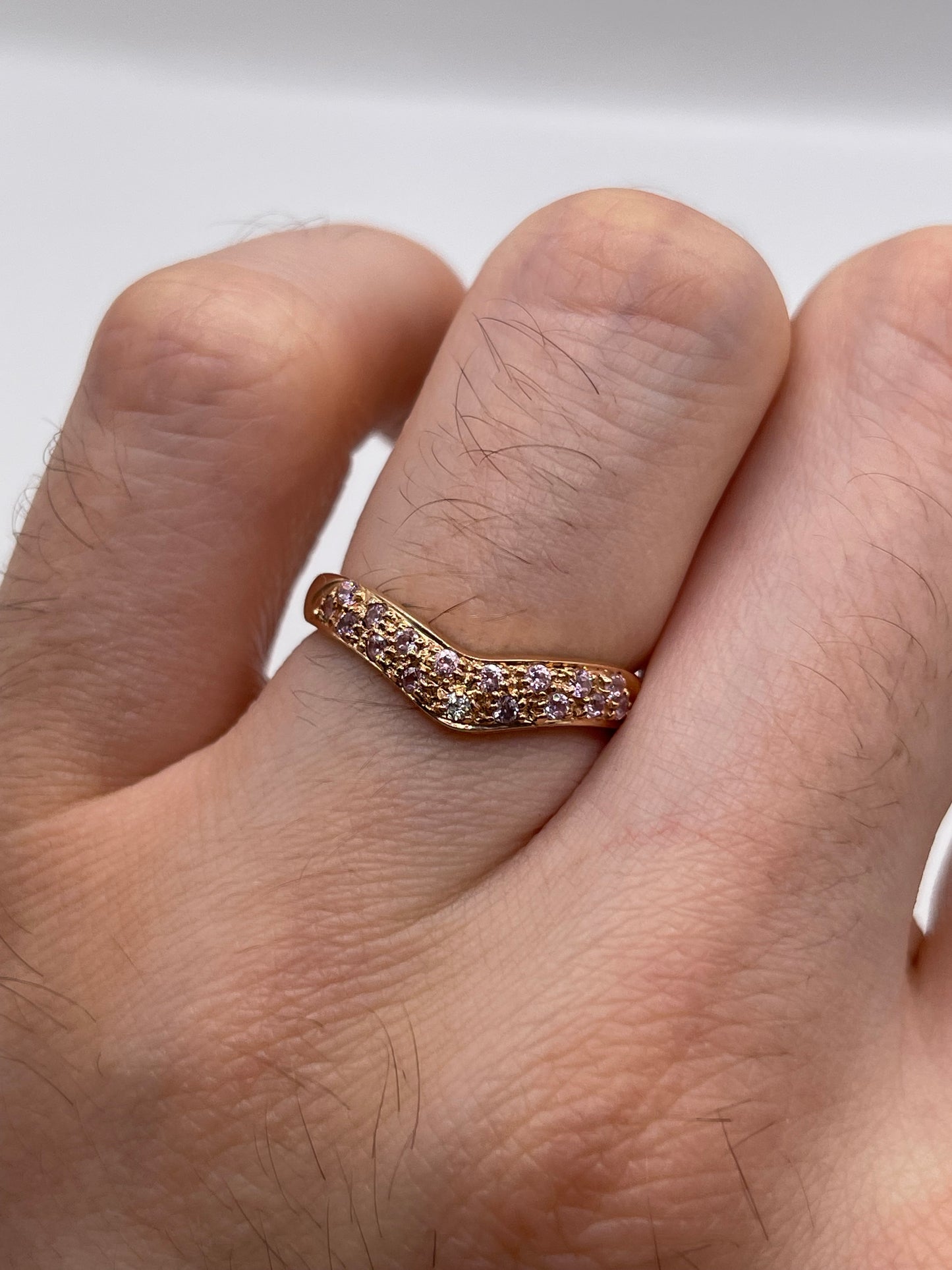 14ct rose gold pink topaz and diamond ring