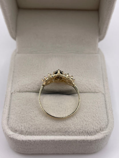 9ct gold black opal triplet and opal ring