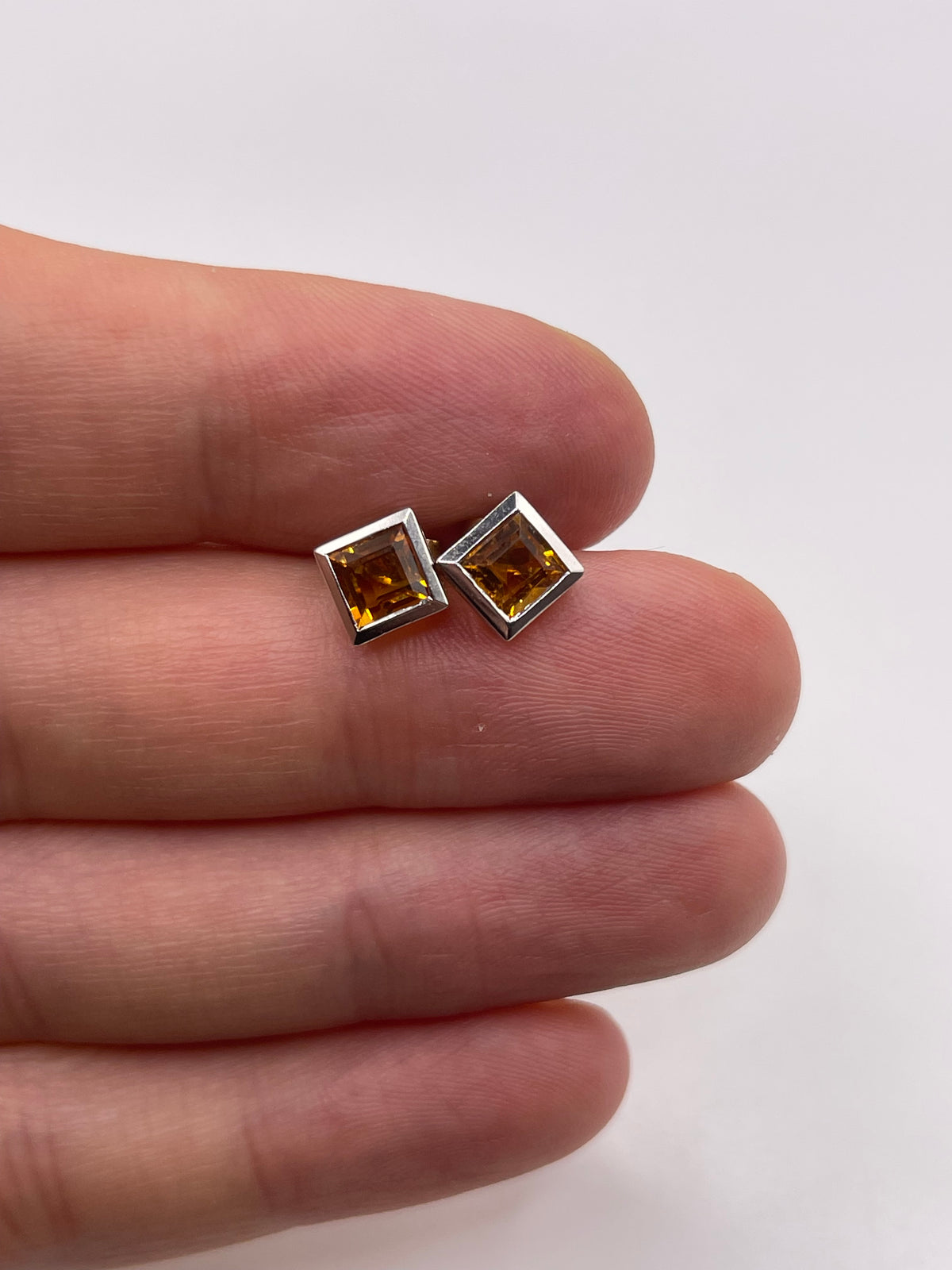 9ct two tone gold citrine earrings