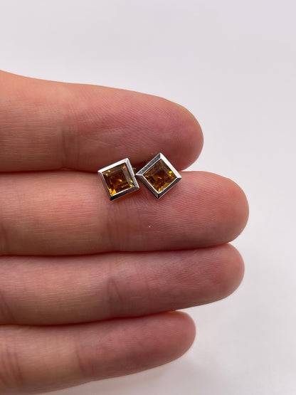 9ct two tone gold citrine earrings