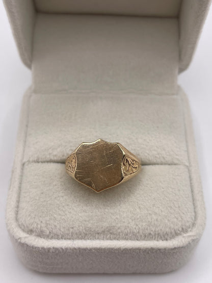 9ct gold shield signet ring