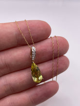 Load image into Gallery viewer, 9ct gold lemon quartz and zircon necklace
