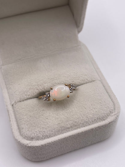 9ct gold opal and zircon ring