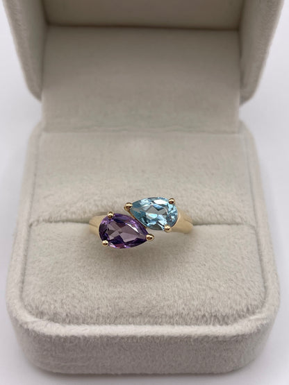14ct gold amethyst and topaz ring