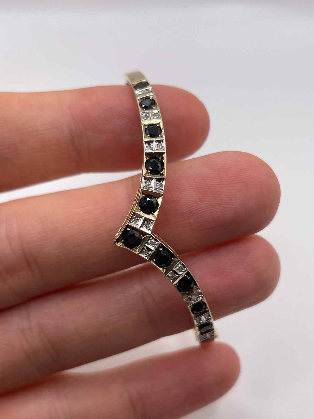 9ct gold sapphire and diamond bangle