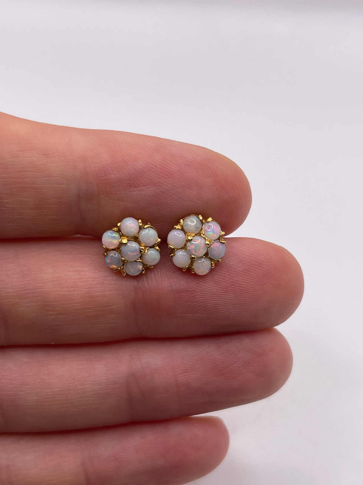 9ct gold opal cluster earrings