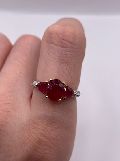 9ct gold ruby and diamond ring