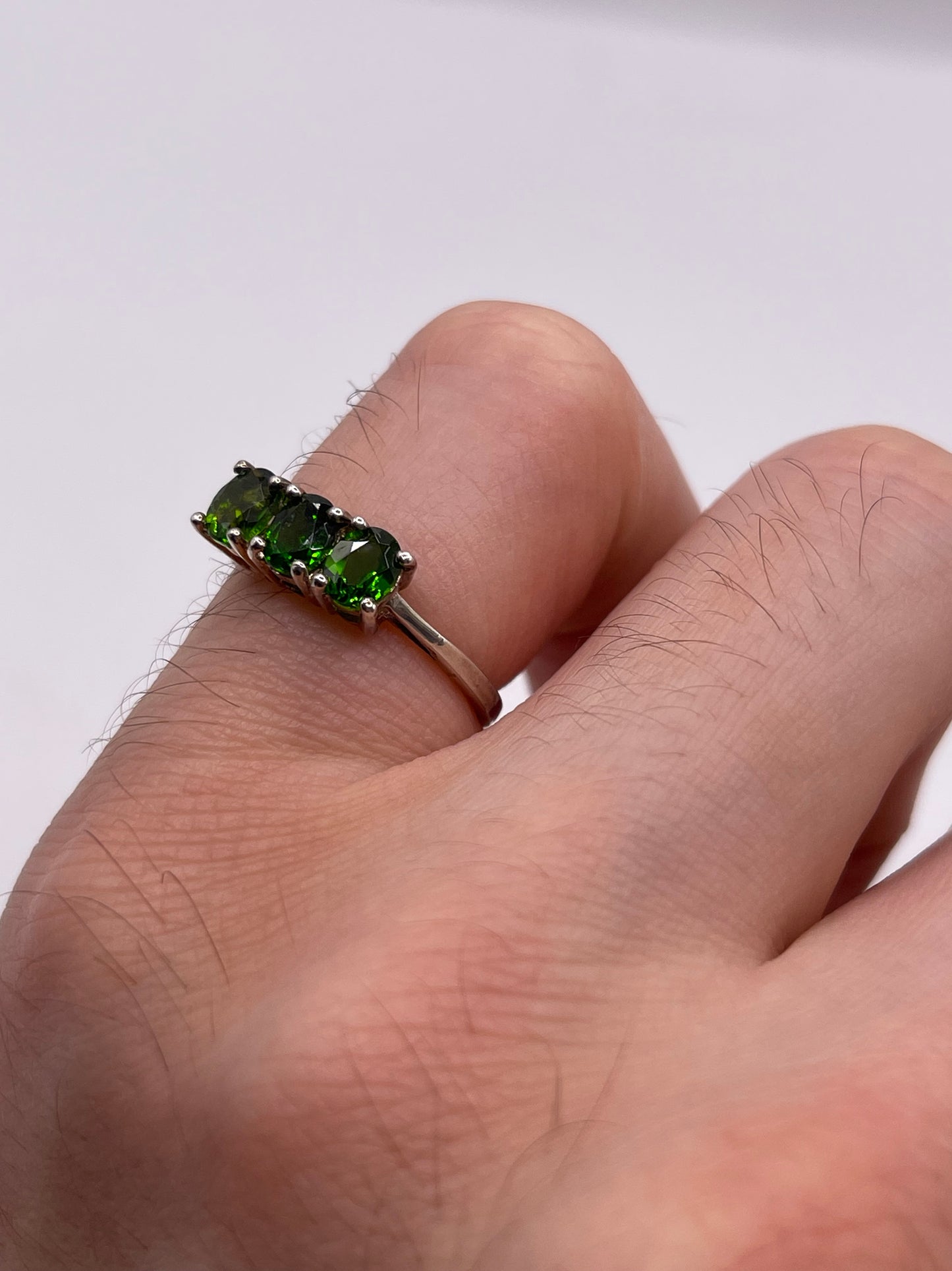 Silver diopside ring
