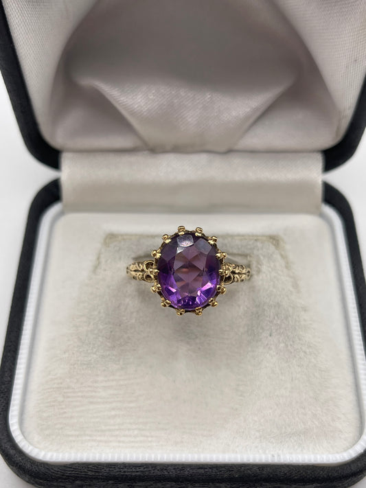 9ct gold amethyst ring