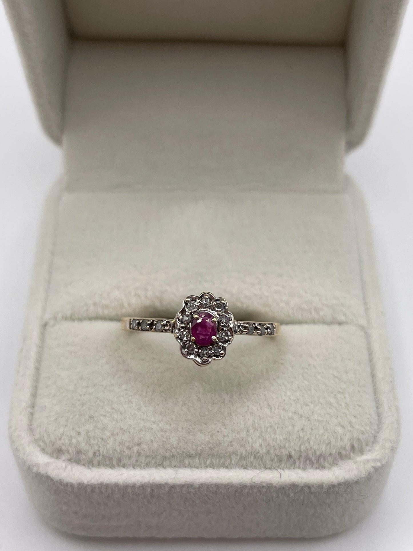 9ct gold ruby and diamond ring