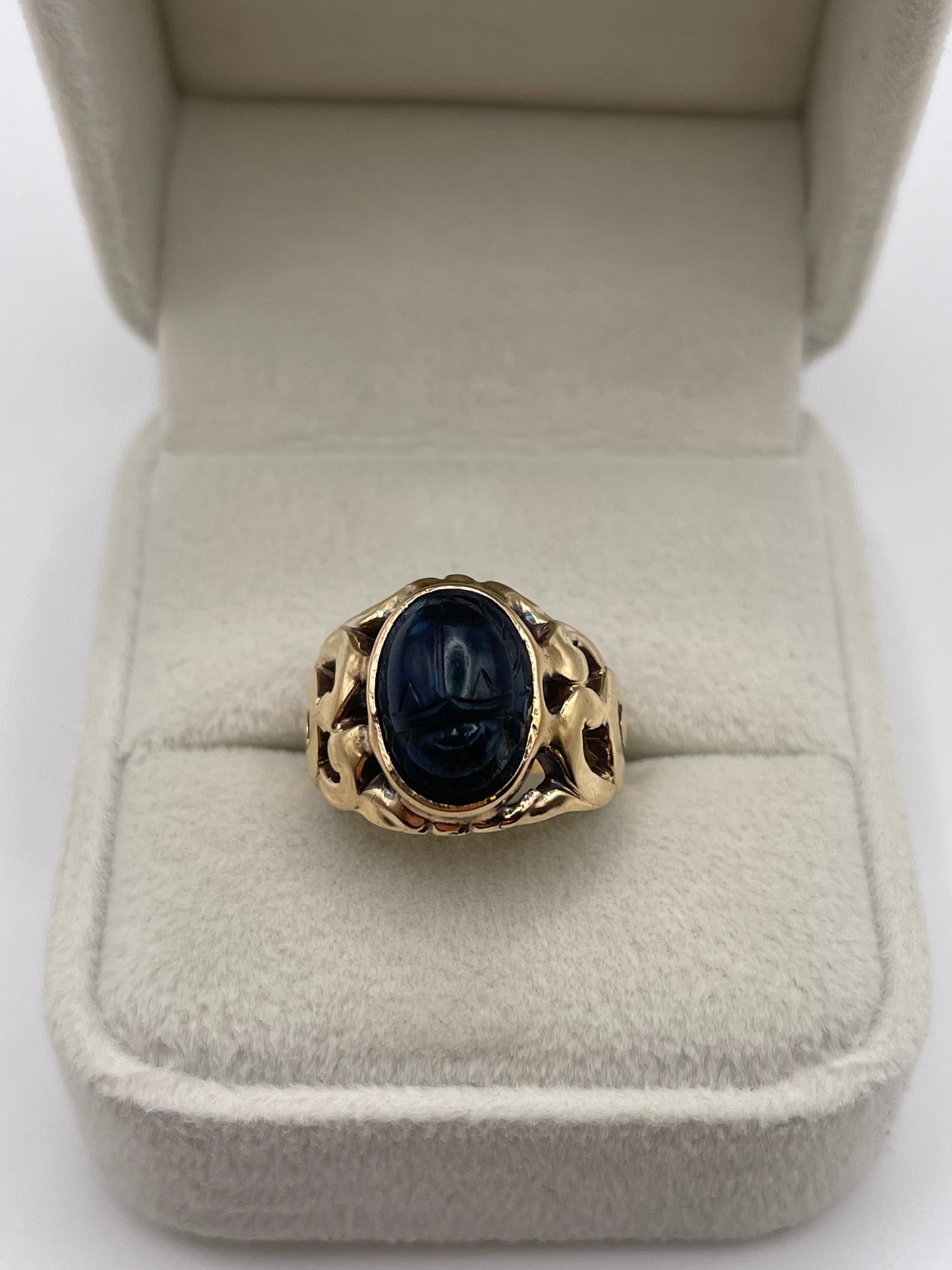 9ct gold gemstone scarab beetle ring