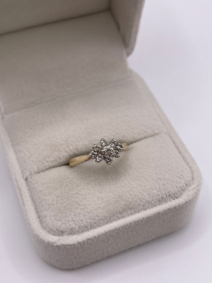 9ct gold diamond cluster ring