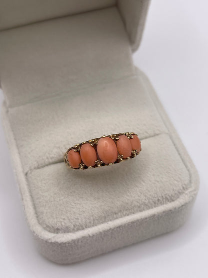 9ct gold coral ring