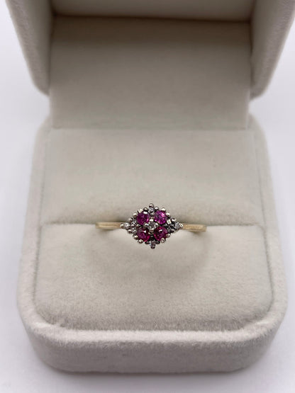 9ct gold ruby and diamond ring