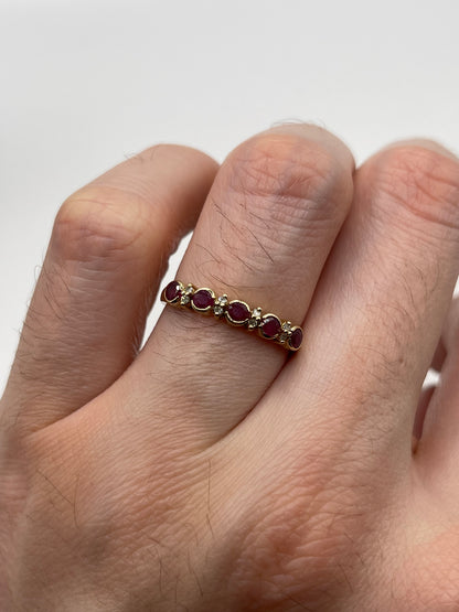 9ct gold ruby and diamond ring