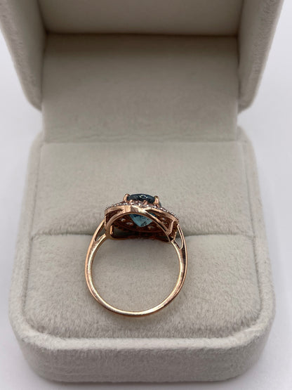 9ct rose gold zircon cluster ring