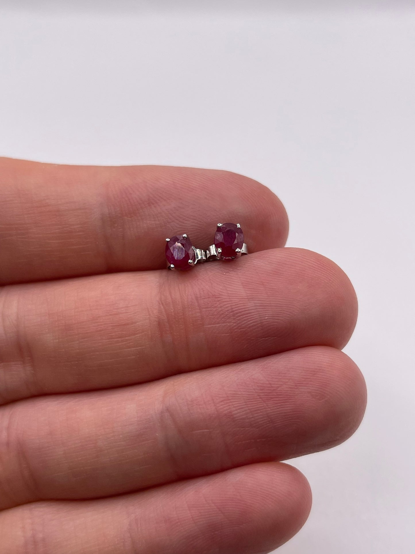 9ct white gold ruby earrings